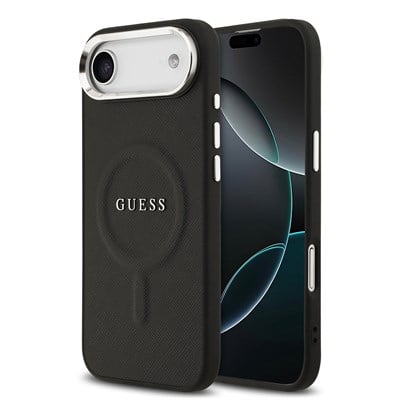 Apple iPhone 17 Air Kılıf Guess Orjinal Lisanslı M-safe Şarj Özellikli Klasik Yazı Logolu PU Deri Kapak
