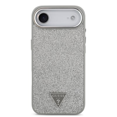 Apple iPhone 17 Air Kılıf Guess Orjinal Lisanslı M-safe Şarj Özellikli Metal Kamera Çerçeveli Üçgen Logolu Glitter Kapak