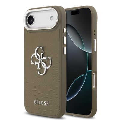 Apple iPhone 17 Air Kılıf Guess Orjinal Lisanslı Grained 4G Metal Büyük Logolu Kapak
