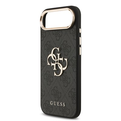 Apple iPhone 17 Air Kılıf Guess Orjinal Lisanslı Gold Metal Kamera Çerçeveli 4G Desenli Metal Büyük 4G ve Yazı Logolu Kapak