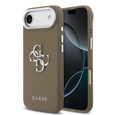 Apple iPhone 17 Air Kılıf Guess Orjinal Lisanslı Grained 4G Metal Büyük Logolu Kapak