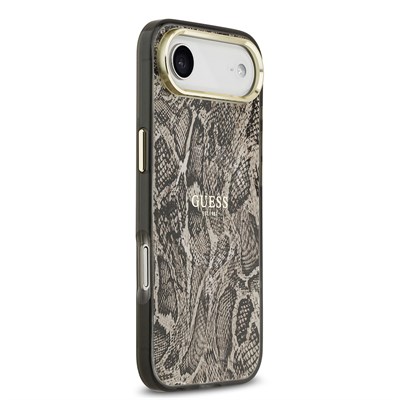Apple iPhone 17 Air Kılıf Guess Orjinal Lisanslı M-safe Şarj Özellikli Yazı Logolu Python Desenli Kapak