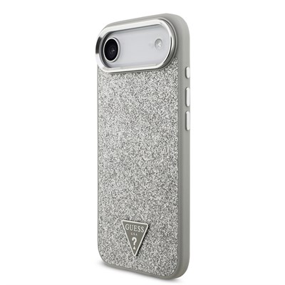 Apple iPhone 17 Air Kılıf Guess Orjinal Lisanslı M-safe Şarj Özellikli Metal Kamera Çerçeveli Üçgen Logolu Glitter Kapak
