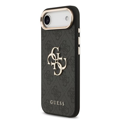 Apple iPhone 17 Air Kılıf Guess Orjinal Lisanslı Gold Metal Kamera Çerçeveli 4G Desenli Metal Büyük 4G ve Yazı Logolu Kapak
