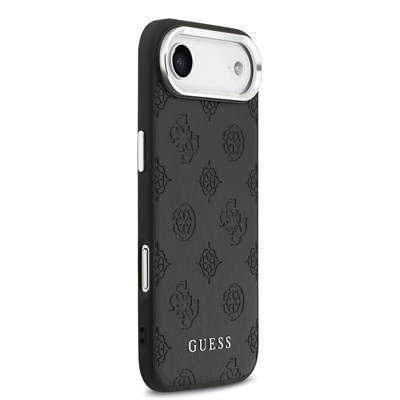 Apple iPhone 17 Air Kılıf Guess Orjinal Lisanslı M-safe Şarj Özellikli Sıcak Baskılı Klasik Yazı Logolu PU Deri Peony Kapak