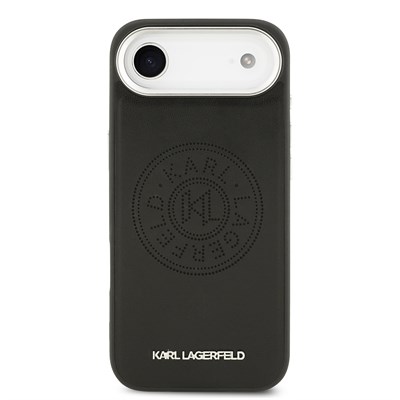 Apple iPhone 17 Air Kılıf Karl Lagerfeld Orjinal Lisanslı M-safe Şarj Özellikli Delikli Tasarım Metal Logolu PU Deri Kapak