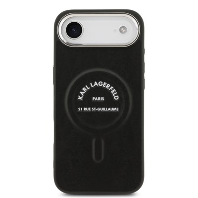 Apple iPhone 17 Air Kılıf Karl Lagerfeld Orjinal Lisanslı M-safe Şarj Özellikli Metal Kamera ve Buton Tasarımlı Paris RSG PU Deri Kapak