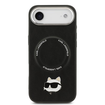 Apple iPhone 17 Air Kılıf Karl Lagerfeld Orjinal Lisanslı M-safe Şarj Özellikli Metal Kamera ve Buton Tasarımlı Choupette PU Deri Kapak