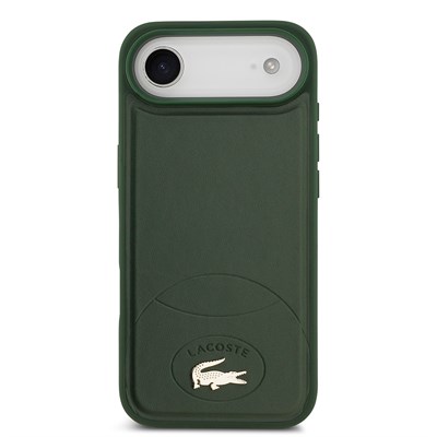 Apple iPhone 17 Air Kılıf Lacoste Orjinal Lisanslı M-safe Şarj Özellikli PU Deri Tasarımlı Metal Logolu Kapak