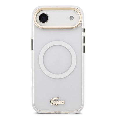 Apple iPhone 17 Air Kılıf Lacoste Orjinal Lisanslı M-safe Şarj Özellikli Gold Timsah Logolu Buzlu Kapak