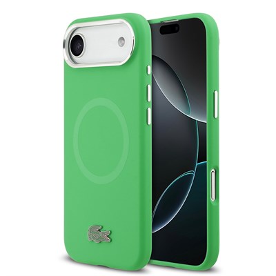 Apple iPhone 17 Air Kılıf Lacoste Orjinal Lisanslı M-safe Şarj Özellikli İkonik Logolu Metal Kamera Çerçeveli Silikon Kapak