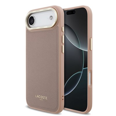 Apple iPhone 17 Air Kılıf Lacoste Orjinal Lisanslı M-safe Şarj Özellikli Champs Elysees PU Deri Tasarımlı Kapak