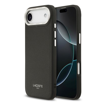 Apple iPhone 17 Air Kılıf Lacoste Orjinal Lisanslı M-safe Şarj Özellikli Champs Elysees PU Deri Tasarımlı Kapak