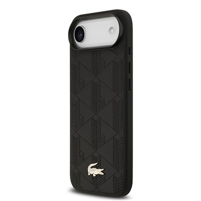 Apple iPhone 17 Air Kılıf Lacoste Orjinal Lisanslı M-safe Şarj Özellikli PU Deri Tasarımlı Karışık Monogram Desenli Kapak