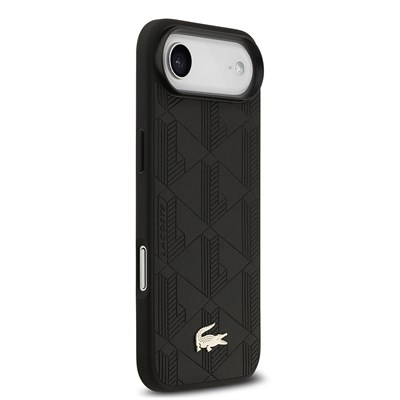 Apple iPhone 17 Air Kılıf Lacoste Orjinal Lisanslı M-safe Şarj Özellikli PU Deri Tasarımlı Karışık Monogram Desenli Kapak