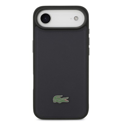 Apple iPhone 17 Air Kılıf Lacoste Orjinal Lisanslı M-safe Şarj Özellikli PU Pike Desenli Metal Logolu Kartlıklı Kapak