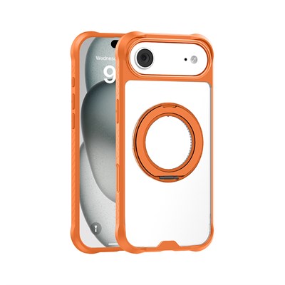 Apple iPhone 17 Air Kılıf M-safe Şarj Özellikli Parmak Ring Standlı Airbag Tasarımlı Mutural Obsidian Serisi Kapak