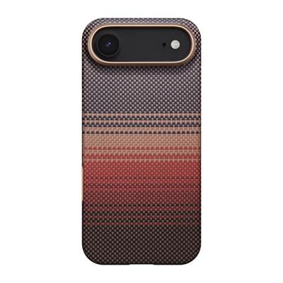 Apple iPhone 17 Air Kılıf M-safe Şarj Özellikli Aramid Fiber Pitaka Tactile Woven Sunset-Moonrise Serisi Sunset Kapak