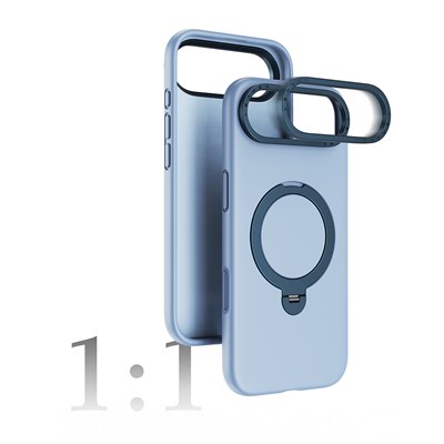 Apple iPhone 17 Air Kılıf M-safe Şarj Özellikli Metal Standlı Sıvı Silikon Lenyes CK223 Kapak