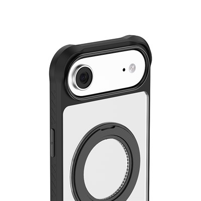 Apple iPhone 17 Air Kılıf M-safe Şarj Özellikli Parmak Ring Standlı Airbag Tasarımlı Mutural Obsidian Serisi Kapak