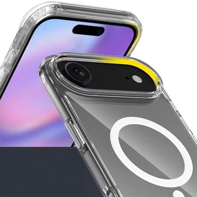 Apple iPhone 17 Air Kılıf M-safe Şarj Özellikli Şeffaf Sert PC Zore Embos Kapak