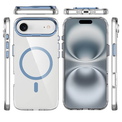 Apple iPhone 17 Air Kılıf M-safe Şarj Özellikli Airbagli Kamera Standlı Zore Azor Kapak