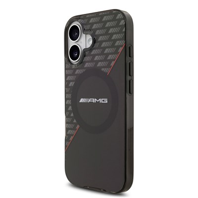 Apple iPhone 17 Kılıf AMG Orjinal Lisanslı M-safe Şarj Özellikli Çift Katmanlı Kırmızı Çapraz Çizgili Kapak