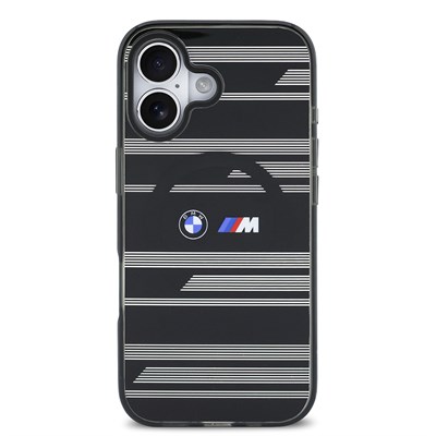 Apple iPhone 17 Kılıf BMW Orjinal Lisanslı M-safe Şarj Özellikli Metal Kamera Butonlu Yatay Şeritli M Dizayn Kapak