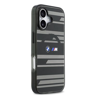 Apple iPhone 17 Kılıf BMW Orjinal Lisanslı M-safe Şarj Özellikli Metal Kamera Butonlu Yatay Şeritli M Dizayn Kapak