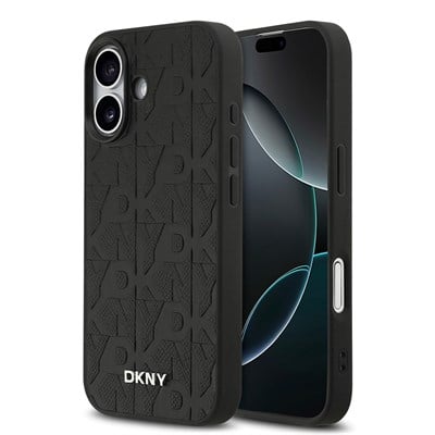 Apple iPhone 17 Kılıf DKNY Orjinal Lisanslı M-safe Şarj Özellikli 3D Yazılı Grid Pattern Kapak