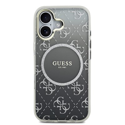 Apple iPhone 17 Kılıf Guess Orjinal Lisanslı M-safe Şarj Özellikli 4G Desenli Simli Silikon Kapak