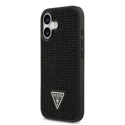 Apple iPhone 17 Kılıf Guess Orjinal Lisanslı Taşlı Arka Yüzey Üçgen Logolu Kapak