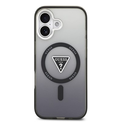 Apple iPhone 17 Kılıf Guess Orjinal Lisanslı M-safe Şarj Özellikli IML Baskılı Üçgen Logolu Metal Kamera Çerçeveli Kapak