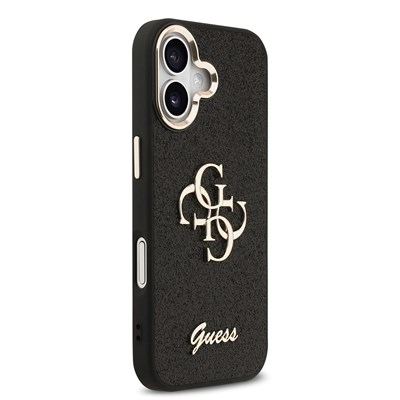 Apple iPhone 17 Kılıf Guess Orjinal Lisanslı 4G Büyük Metal Kamera Çerçeveli ve Logolu Glitter Kapak
