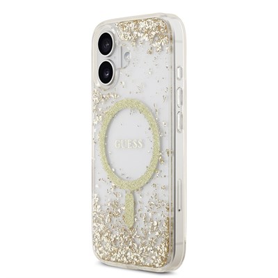 Apple iPhone 17 Kılıf Guess Orjinal Lisanslı M-safe Şarj Özellikli Transparan Resin Bottom Kapak