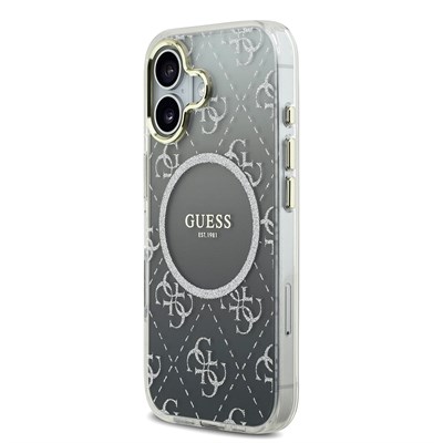 Apple iPhone 17 Kılıf Guess Orjinal Lisanslı M-safe Şarj Özellikli 4G Desenli Simli Silikon Kapak