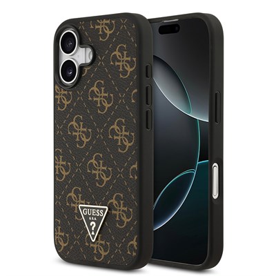 Apple iPhone 17 Kılıf Guess Orjinal Lisanslı PU Deri 4G Desenli Üçgen Logolu Kapak