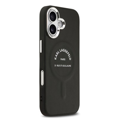 Apple iPhone 17 Kılıf Karl Lagerfeld Orjinal Lisanslı M-safe Şarj Özellikli Metal Kamera ve Buton Tasarımlı Paris RSG PU Deri Kapak