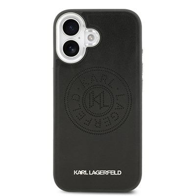 Apple iPhone 17 Kılıf Karl Lagerfeld Orjinal Lisanslı M-safe Şarj Özellikli Delikli Tasarım Metal Logolu PU Deri Kapak