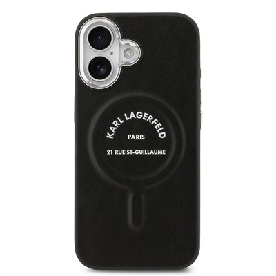 Apple iPhone 17 Kılıf Karl Lagerfeld Orjinal Lisanslı M-safe Şarj Özellikli Metal Kamera ve Buton Tasarımlı Paris RSG PU Deri Kapak