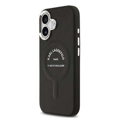 Apple iPhone 17 Kılıf Karl Lagerfeld Orjinal Lisanslı M-safe Şarj Özellikli Metal Kamera ve Buton Tasarımlı Paris RSG PU Deri Kapak