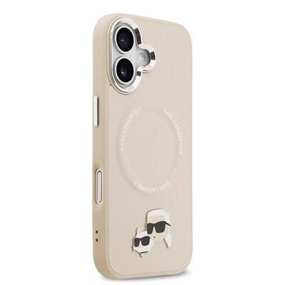Apple iPhone 17 Kılıf Karl Lagerfeld Orjinal Lisanslı M-safe Şarj Özellikli Metal Kamera ve Buton Tasarımlı K&C PU Deri Kapak