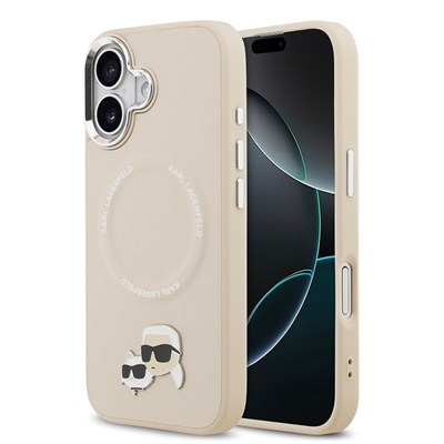 Apple iPhone 17 Kılıf Karl Lagerfeld Orjinal Lisanslı M-safe Şarj Özellikli Metal Kamera ve Buton Tasarımlı K&C PU Deri Kapak