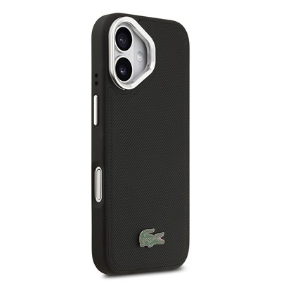 Apple iPhone 17 Kılıf Lacoste Orjinal Lisanslı M-safe Şarj Özellikli PU Pike Desenli Standlı Metal Logolu Kapak