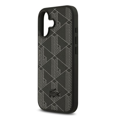 Apple iPhone 17 Kılıf Lacoste Orjinal Lisanslı M-safe Şarj Özellikli PU Deri Tasarımlı Kartlıklı Karışık Monogram Desenli Kapak