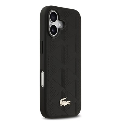 Apple iPhone 17 Kılıf Lacoste Orjinal Lisanslı M-safe Şarj Özellikli PU Deri Tasarımlı Karışık Monogram Desenli Kapak