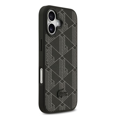 Apple iPhone 17 Kılıf Lacoste Orjinal Lisanslı M-safe Şarj Özellikli PU Deri Tasarımlı Kartlıklı Karışık Monogram Desenli Kapak