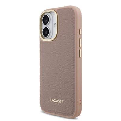 Apple iPhone 17 Kılıf Lacoste Orjinal Lisanslı M-safe Şarj Özellikli Champs Elysees PU Deri Tasarımlı Kapak