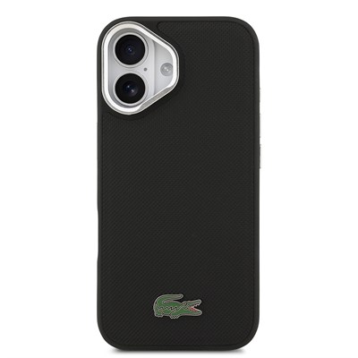Apple iPhone 17 Kılıf Lacoste Orjinal Lisanslı M-safe Şarj Özellikli PU Pike Desenli Standlı Metal Logolu Kapak