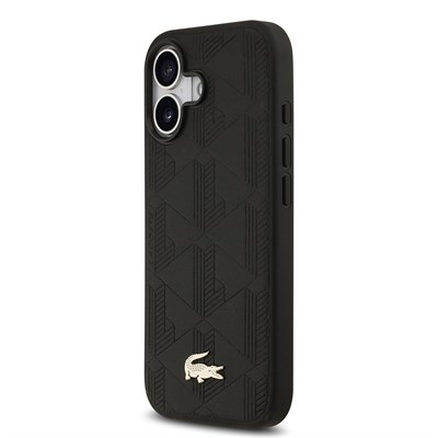 Apple iPhone 17 Kılıf Lacoste Orjinal Lisanslı M-safe Şarj Özellikli PU Deri Tasarımlı Karışık Monogram Desenli Kapak